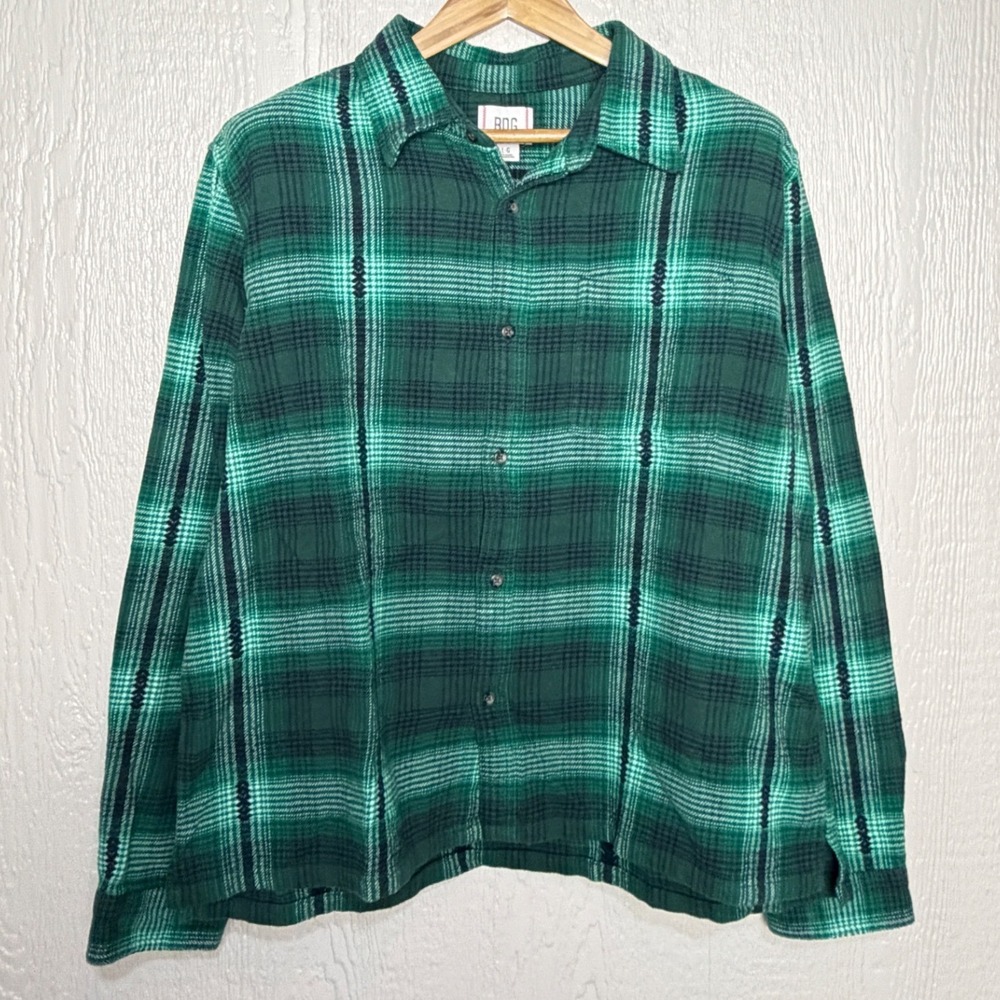 BDG Urban Outfitters Green Plaid Flannel Button Down Shirt Mens Large New w Tags